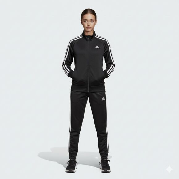 Adidas Black and White Women's Track Suit-Jacket Size Small / Pants Size Medium - Picture 1 of 7